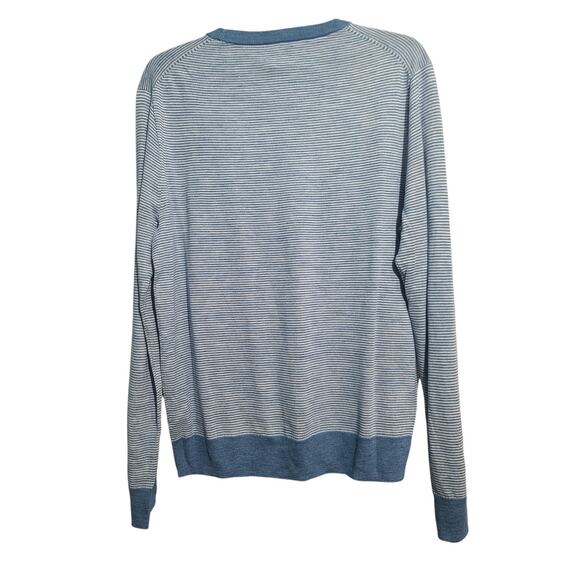J. Crew Cotton Linen Crewneck Sweater Blue Heather Microstripe Size M - Picture 2 of 5